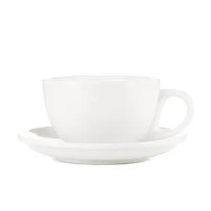 Espresso Parts Porcelain Cappuccino Cup & Saucer - White (6oz/195ml)