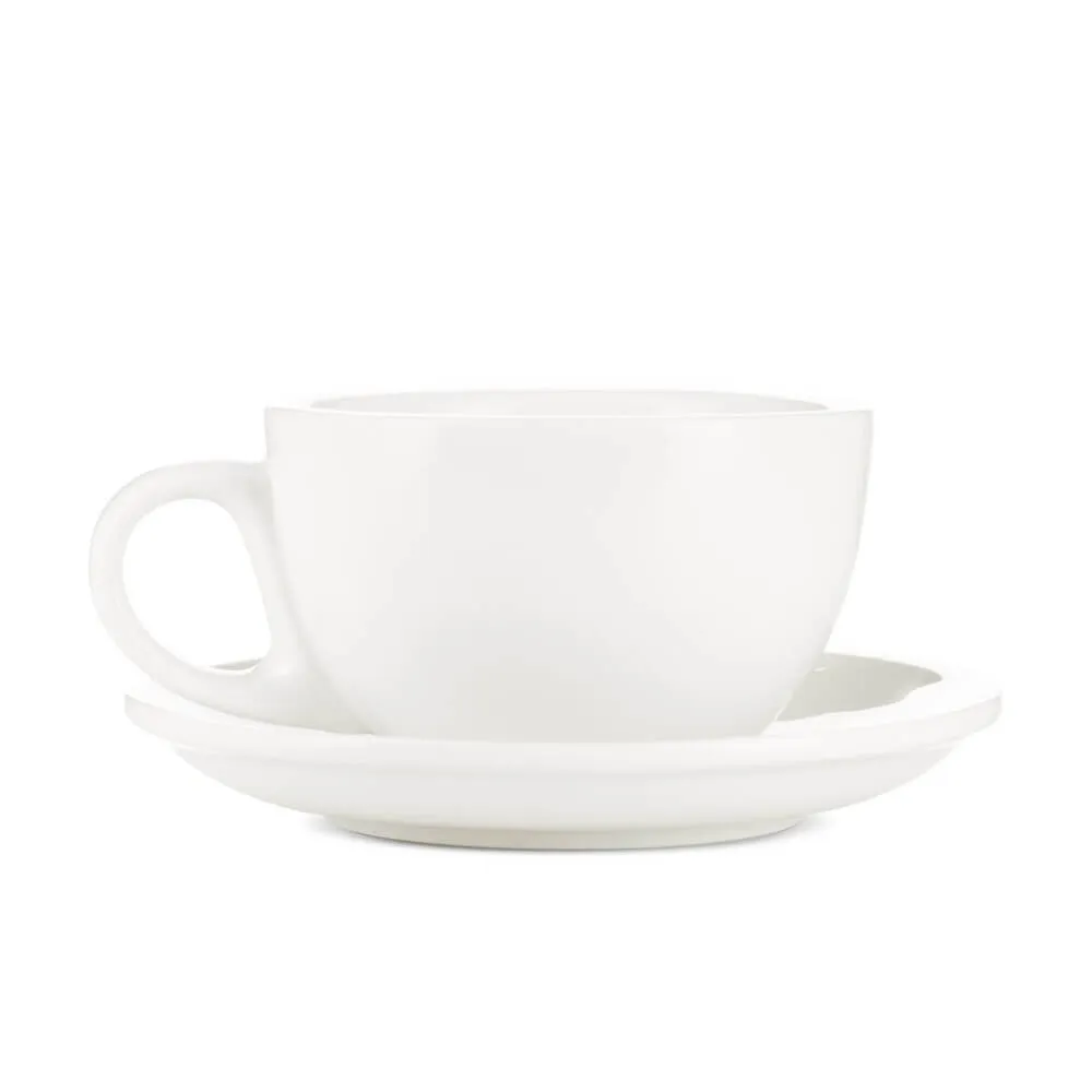 Espresso Parts Porcelain Cappuccino Cup & Saucer - White (6oz/195ml)