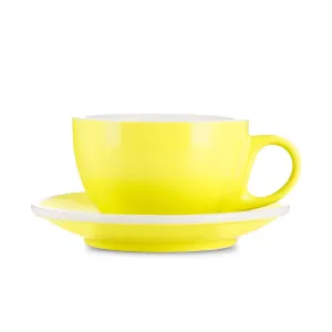 Espresso Parts Porcelain Cappuccino Cup & Saucer - Yellow (6oz/195ml)