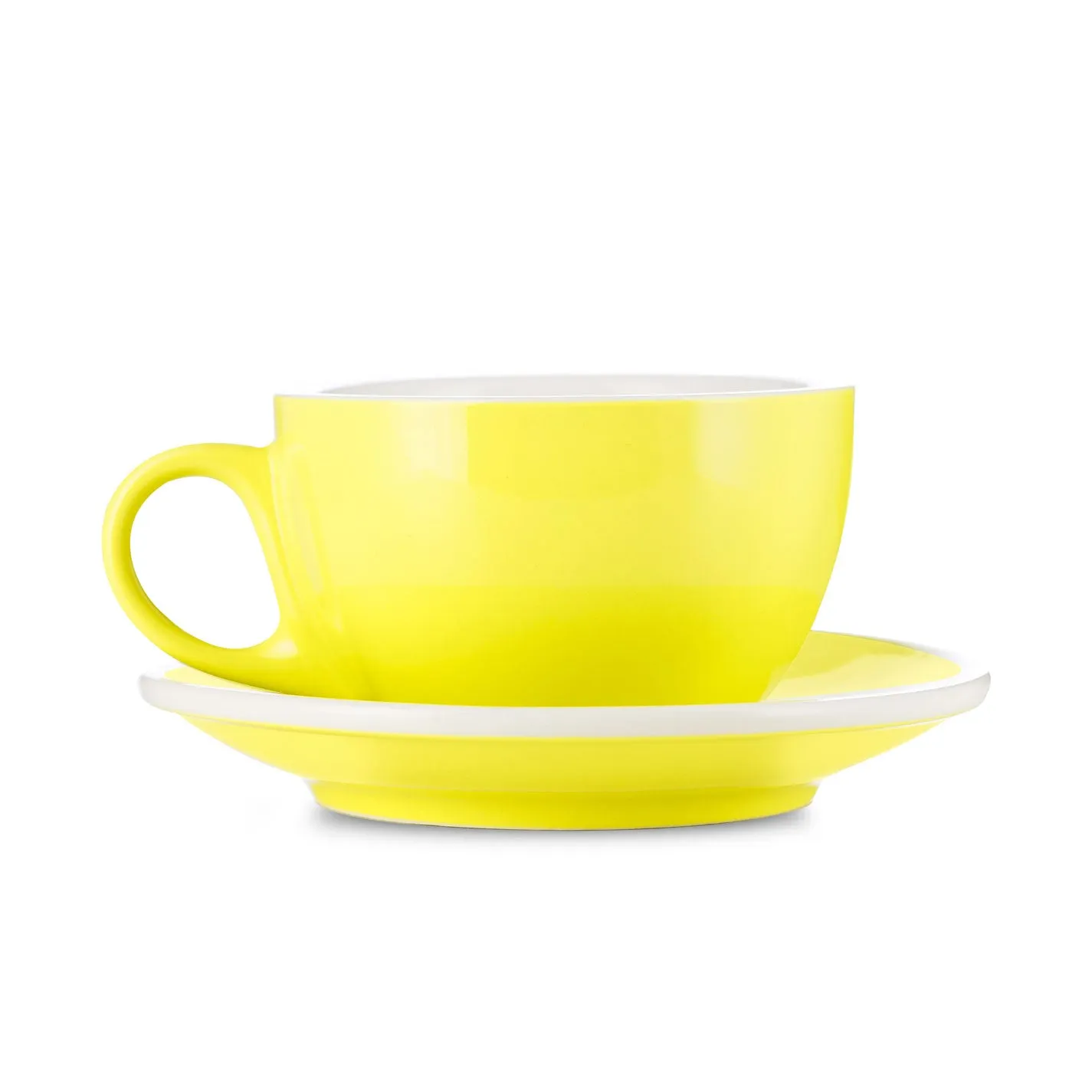 Espresso Parts Porcelain Cappuccino Cup & Saucer - Yellow (6oz/195ml)