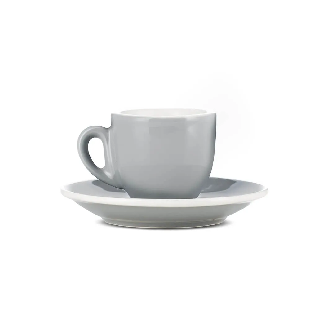 Espresso Parts Porcelain Espresso Cup & Saucer (2oz/70ml) - Jolly Roger Elf Gray