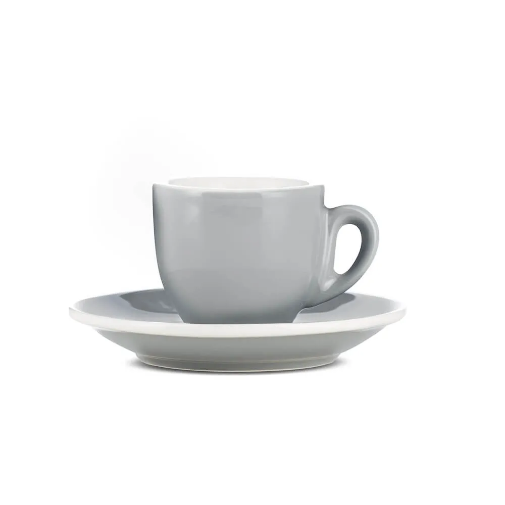 Espresso Parts Porcelain Espresso Cup & Saucer (2oz/70ml) - Jolly Roger Elf Gray