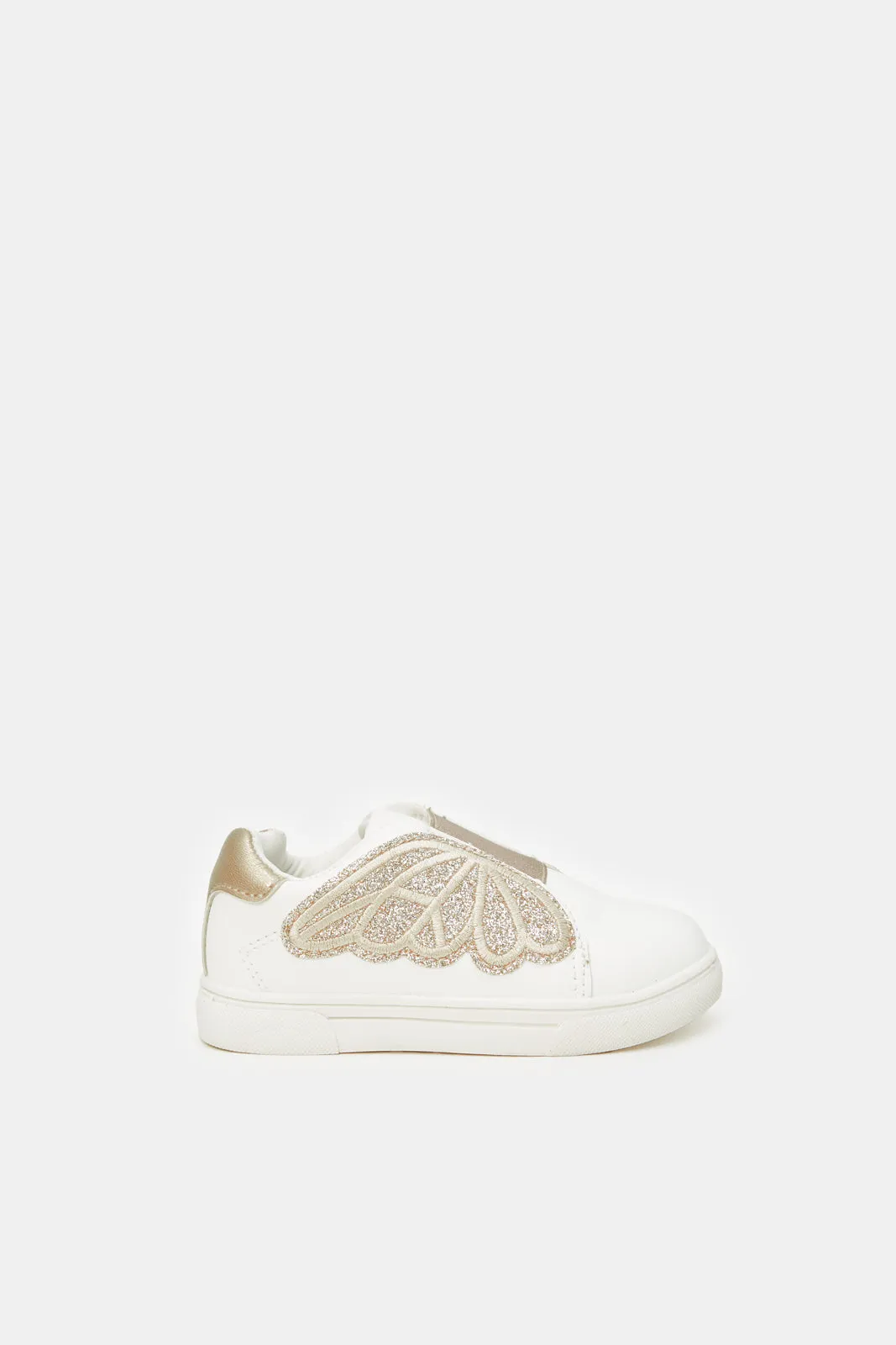 Girls White Butterfly Sneakers