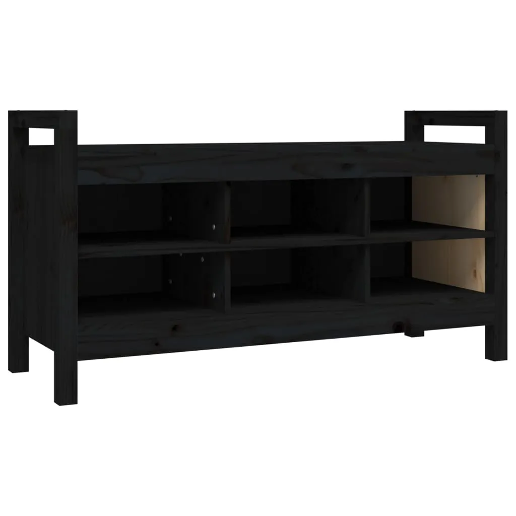 Hall Bench Black 110x40x60 cm Solid Wood Pine