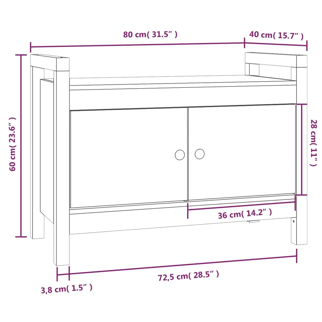 Hall Bench Honey Brown 80x40x60 cm Solid Wood Pine