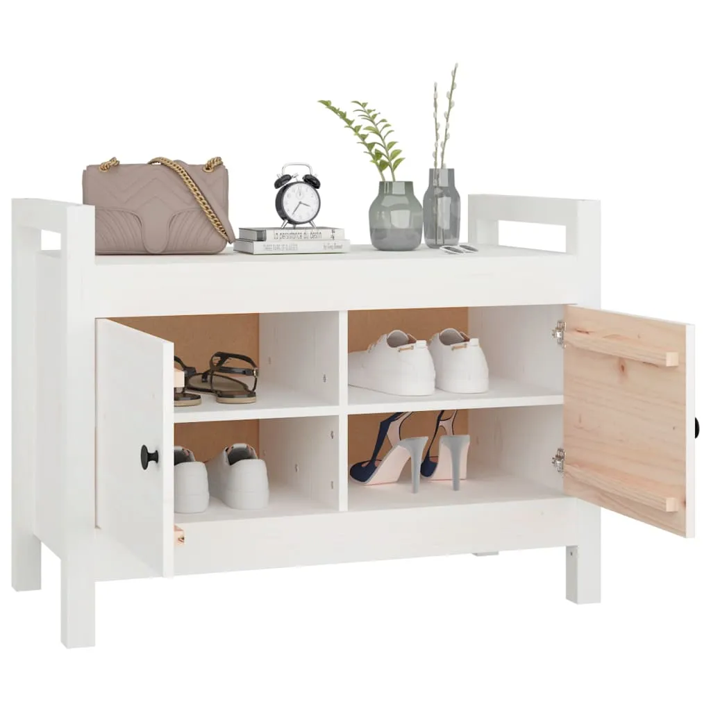 Hall Bench White 80x40x60 cm Solid Wood Pine