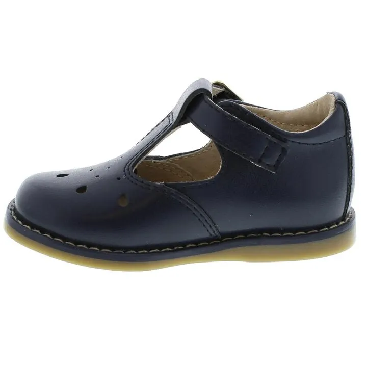 Harper Baby T-strap Dress Shoe - Navy Leather