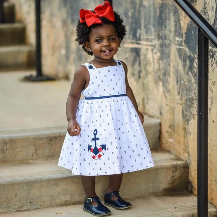 Harper Baby T-strap Dress Shoe - Navy Leather