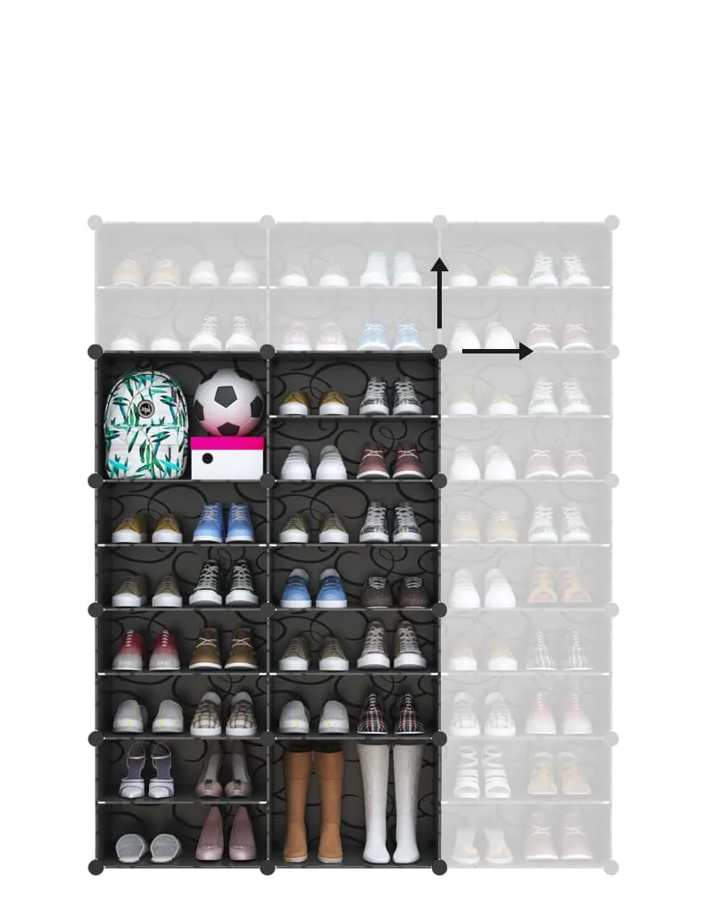 Homestic Shoes Cabinet | 4-Tier Foldable Shoe Rack Organizer for Closet | Plastic Shoe Shelf Collapsible Shoes Storage Box | Easy Assembly Shoe Cabinet with Lids | JL2C4TBK | Black