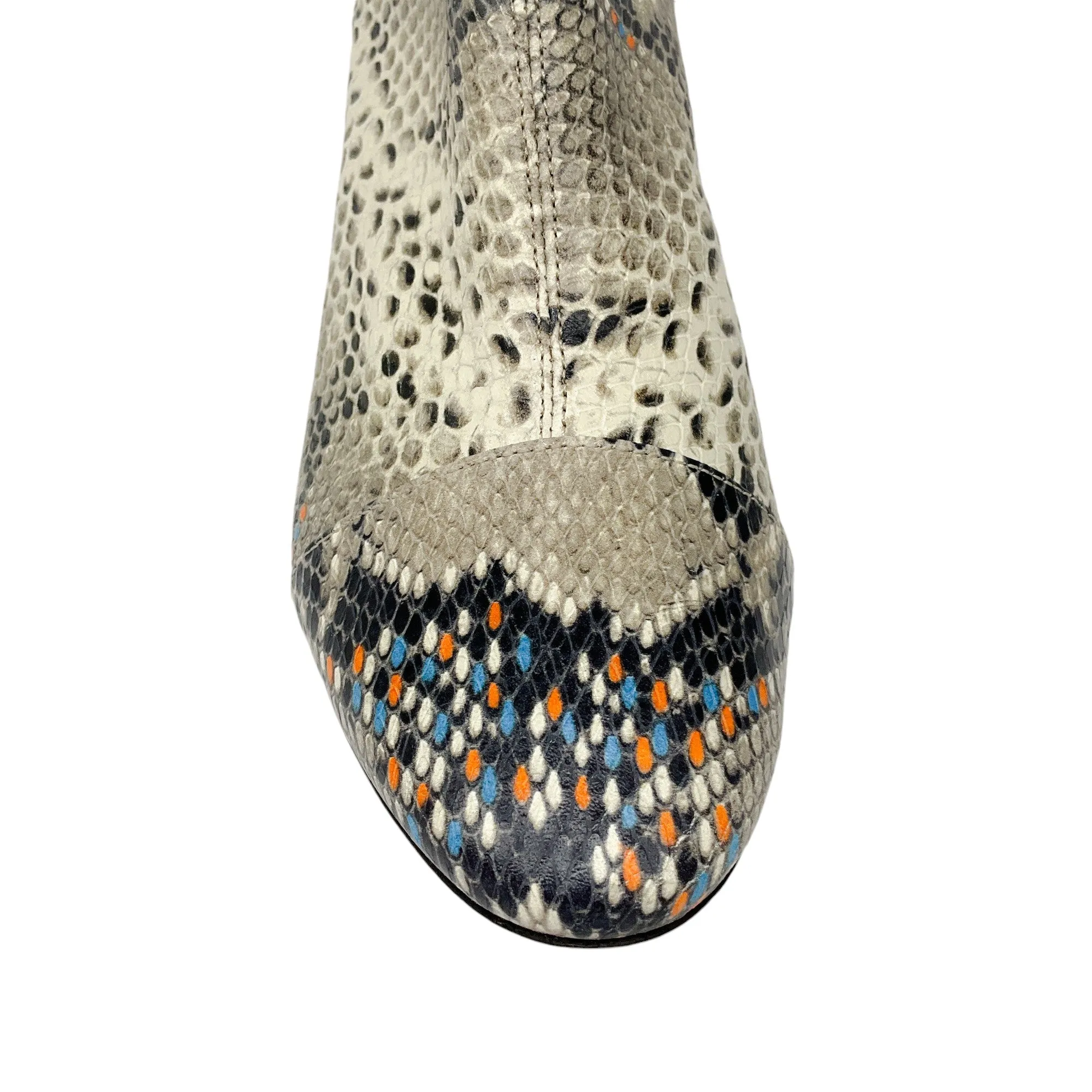 Isabel Marant Ivory Multi Snake Print Leather Booties