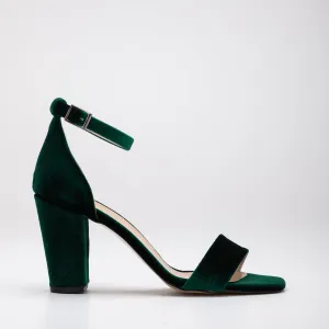 Jess - Green Velvet Sandals