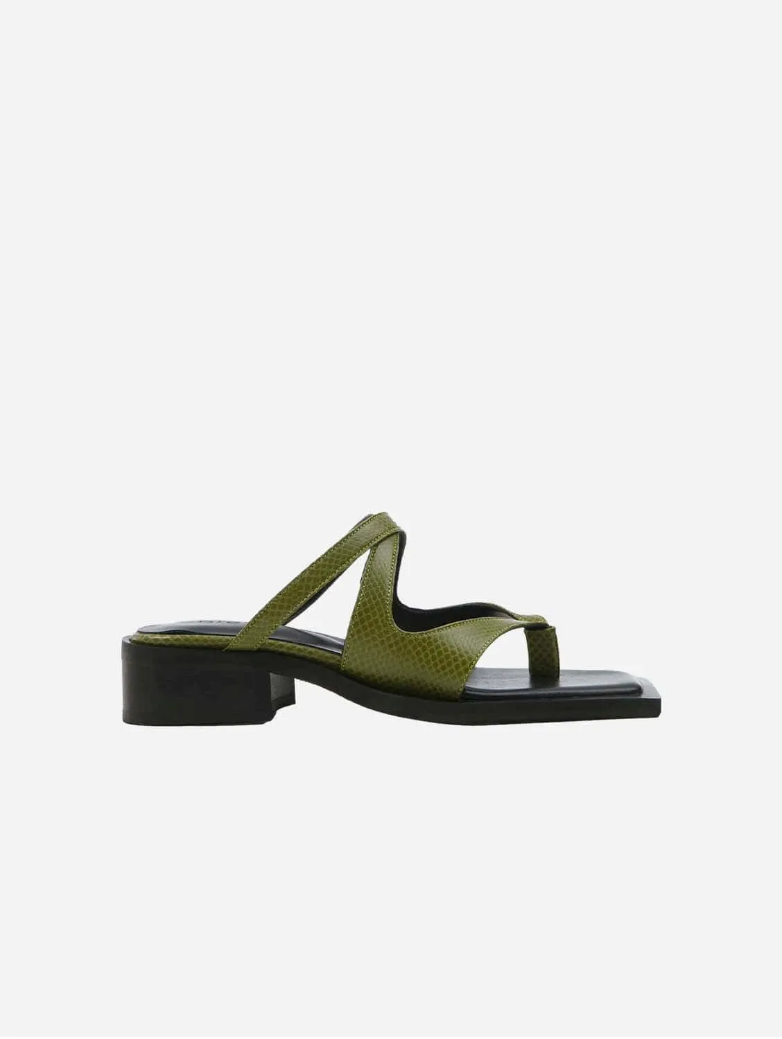 Karel Vegan Apple Leather Mules | Rosemary Green