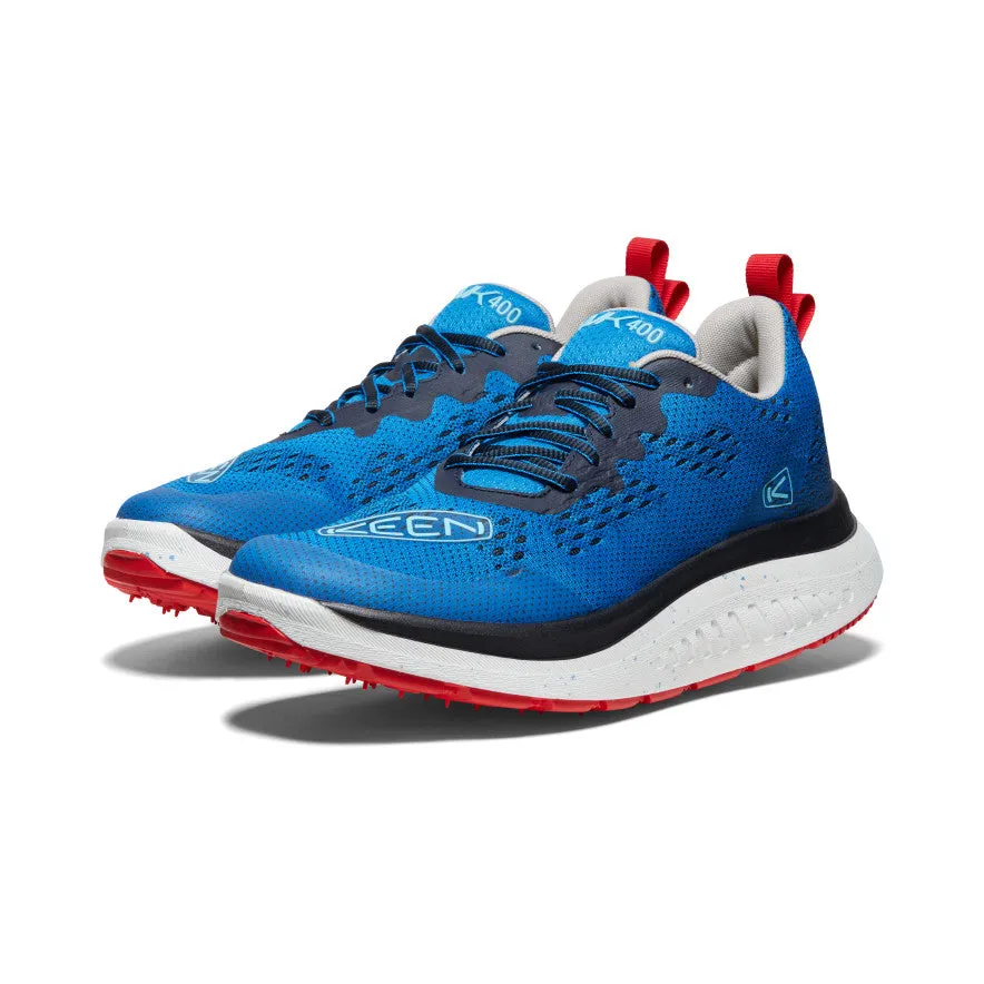 Keen Men's WK400 Walking Shoe in Austern/Blue & Grey/Scarlet