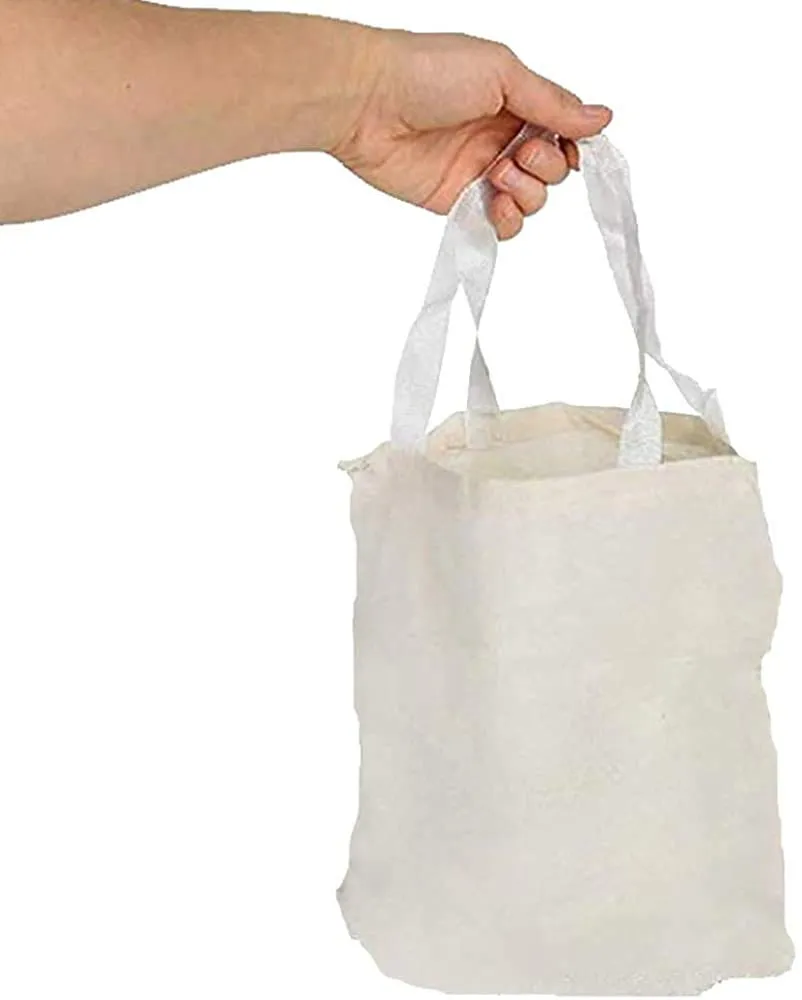 Kicko 12.75 White Classic Canvas Bags - Pack Of 12 Fabric Shoulder Bag Set - Plain Gift