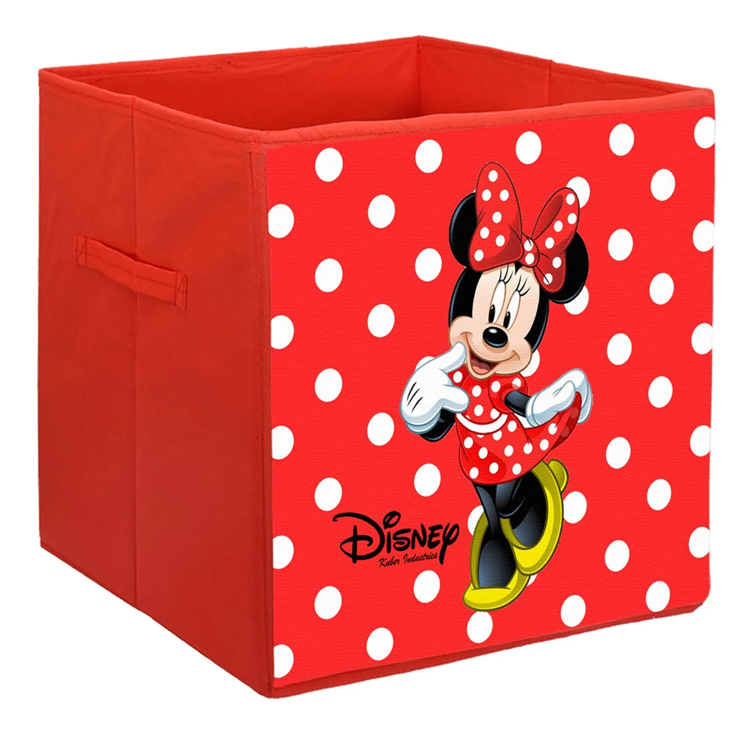 Kuber Industries Disney Minnie Print Non Woven Fabric 3 Pieces Foldable Large Size Storage Cube Toy,Books,Shoes Storage Box with Handle (Red)