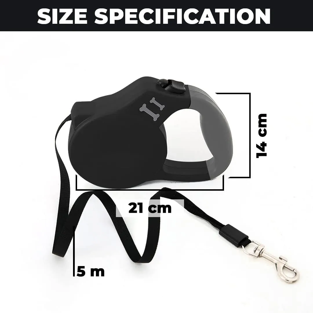 Kuber Industries Retractable Dog Leash|One Button Break with Safety Lock|Pet Training & Walking Accessory|Black