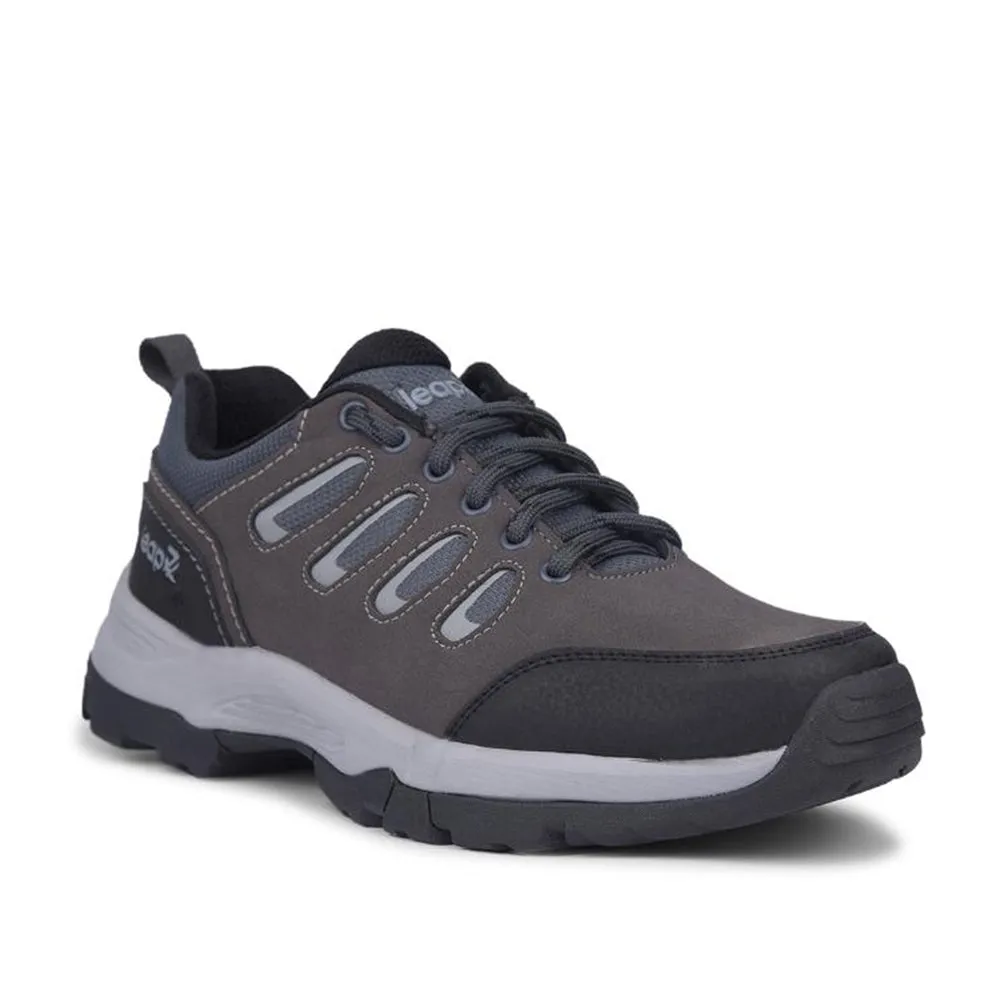 Leap7x Sports Trekking Dark Grey Lacing Shoes For Men COLUMBO-1E By Liberty