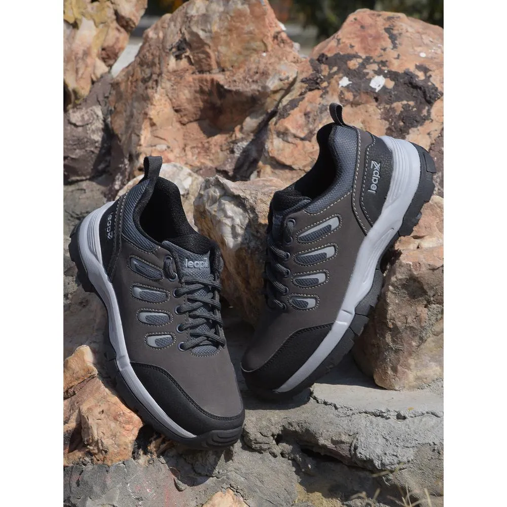 Leap7x Sports Trekking Dark Grey Lacing Shoes For Men COLUMBO-1E By Liberty