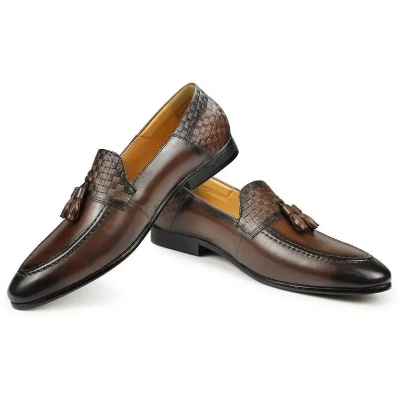 LeatherLuxe Croc Pattern Chic Slip On Loafers