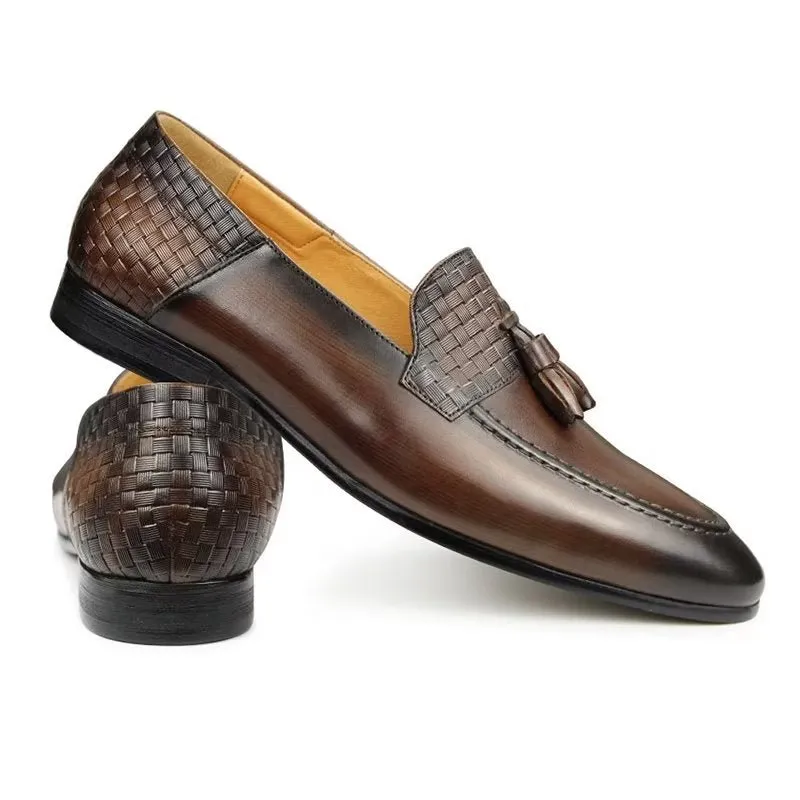 LeatherLuxe Croc Pattern Chic Slip On Loafers