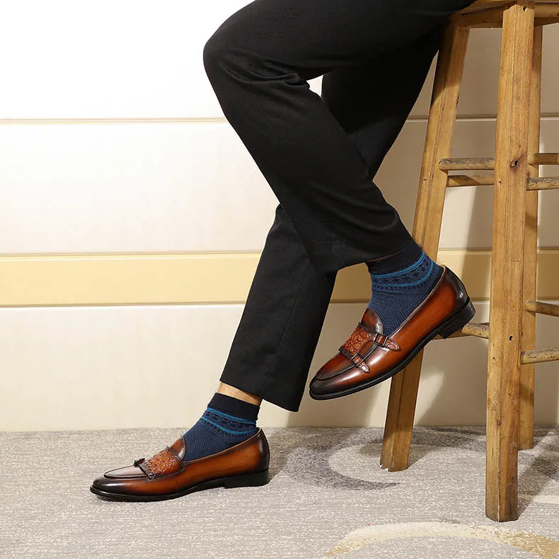 LuxeLeather Exotic Slip-On Loafers