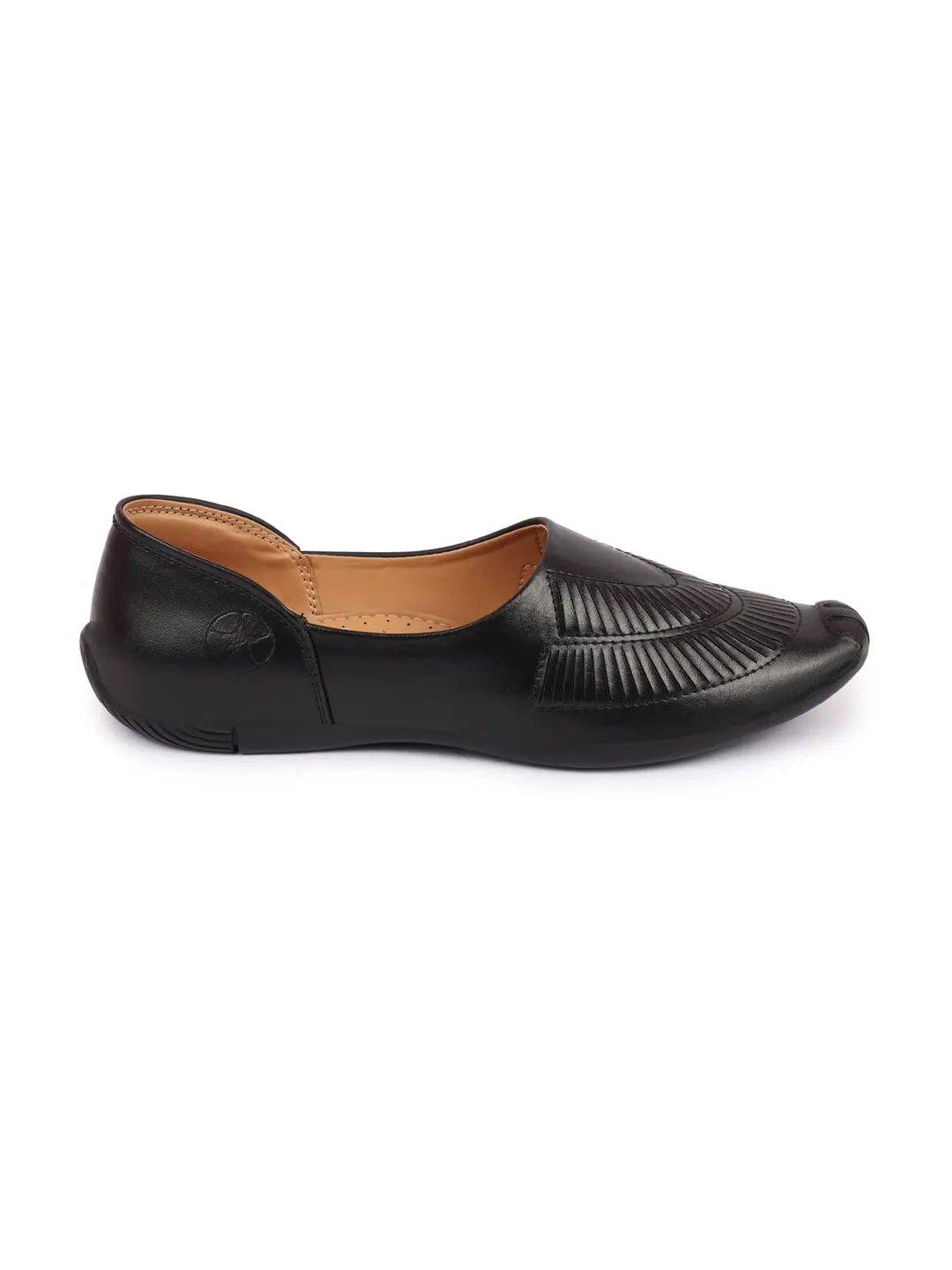 Men Black Ethnic Slip-On Juttis