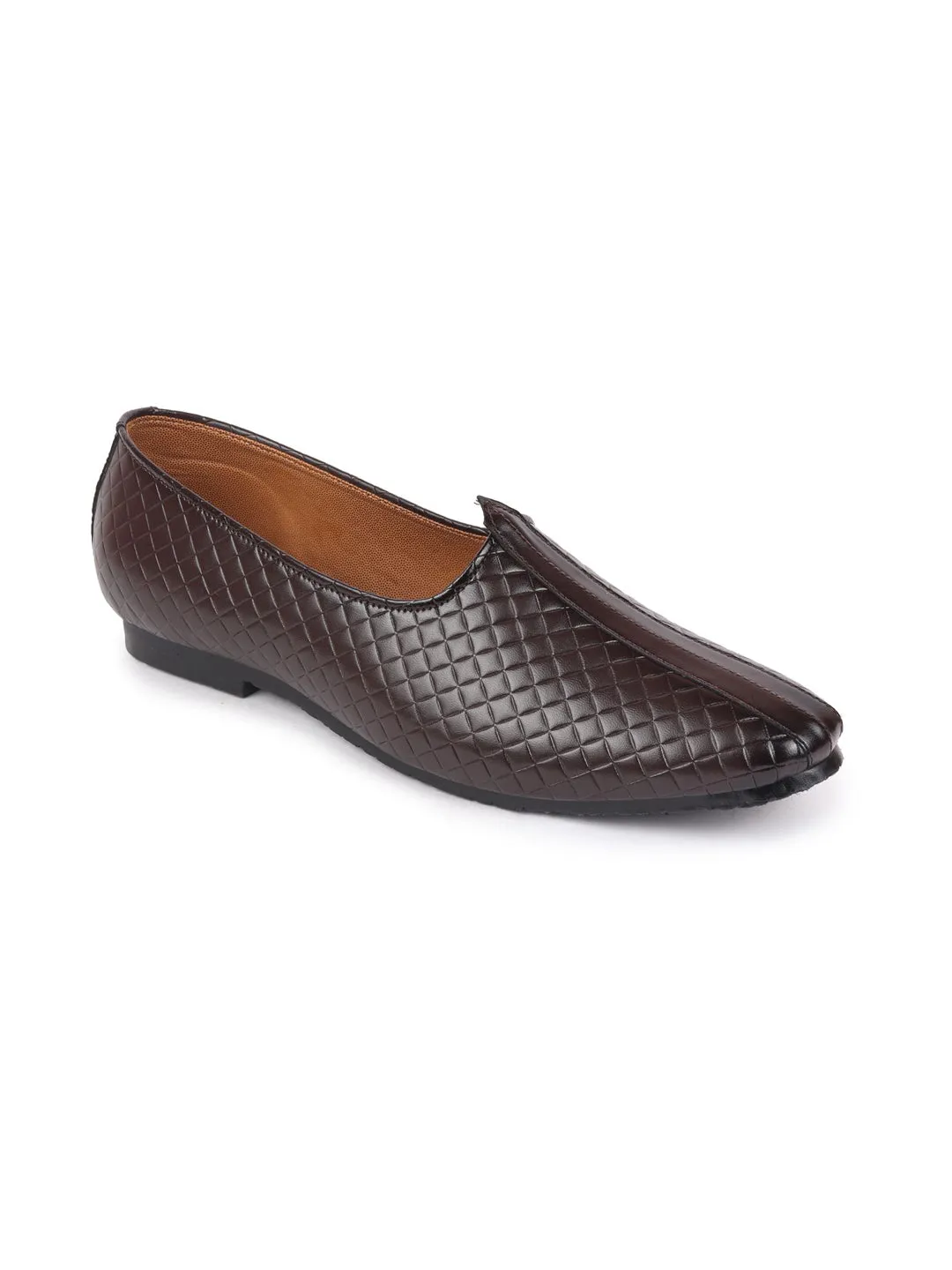 Men Brown Ethnic Slip-On Juttis