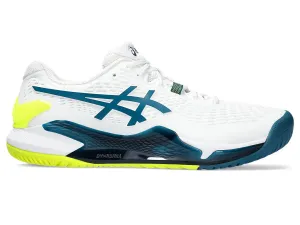 Men's Asics Gel-Resolution 9, White/Restful Teal, 8.5 2E Wide