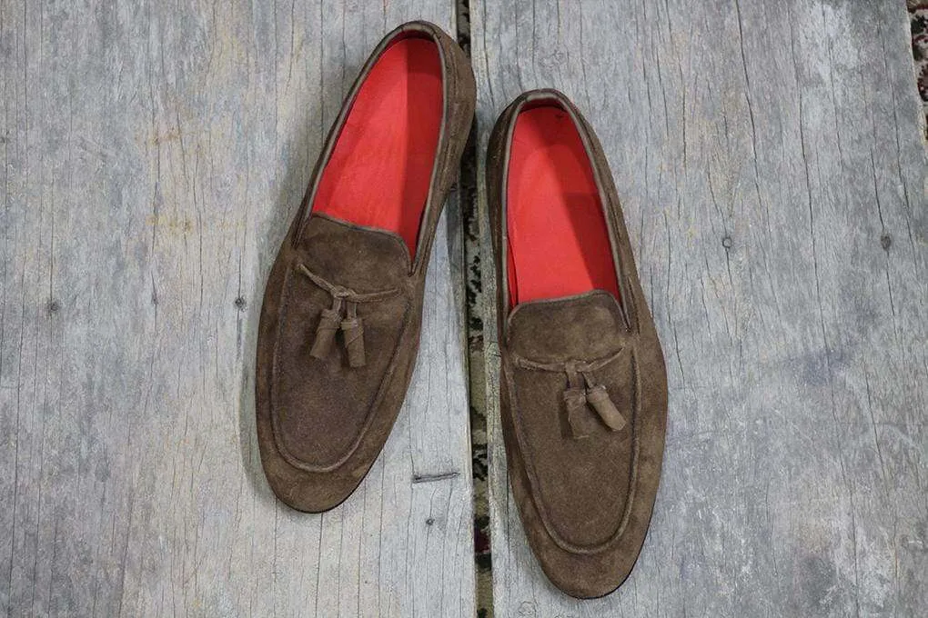 Men's Brown Suede Tussles Loafers Shoe