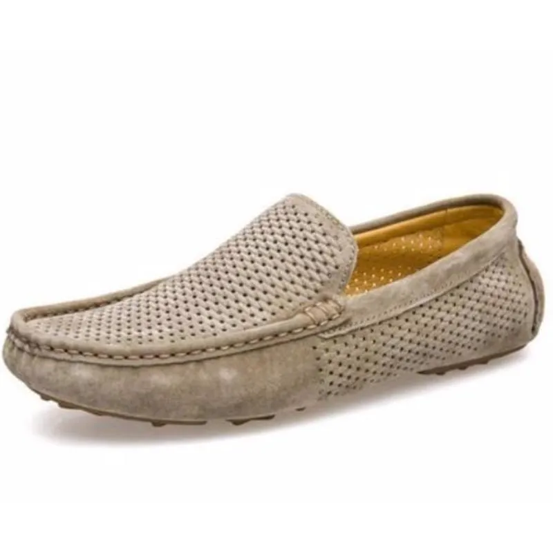 Mens Casual Breathable Leather Slip On Loafers