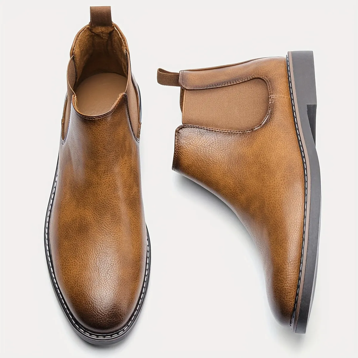 Men's Comfortable Chelsea Boots, Casual Walking Shoes, Slip-on Boots