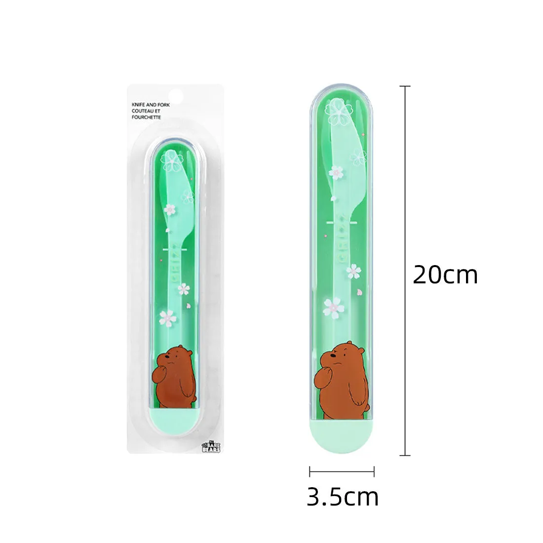 MINISO We Bare Bears Cutlery Set Knife and Fork(Grizzly)