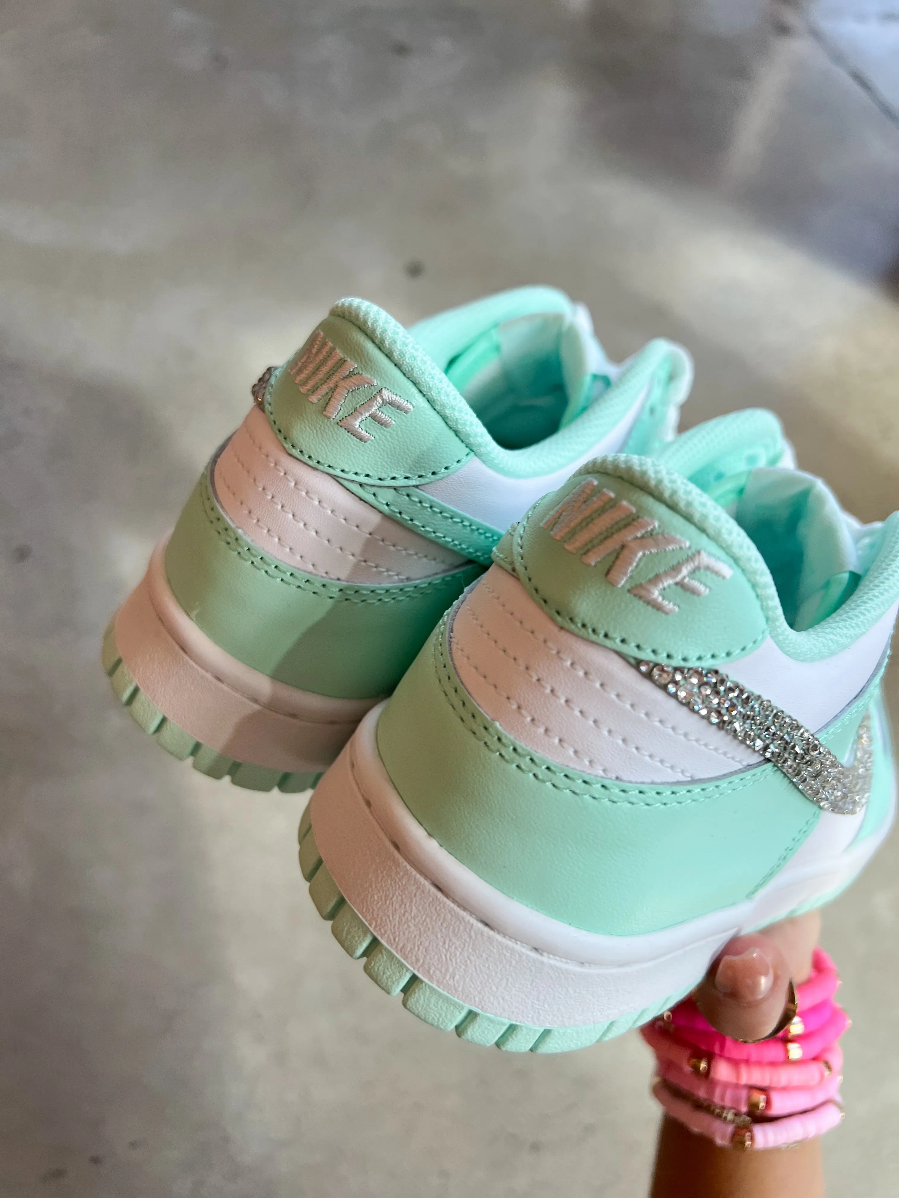 Mint Swarovski Womens Nike Dunk Shoes