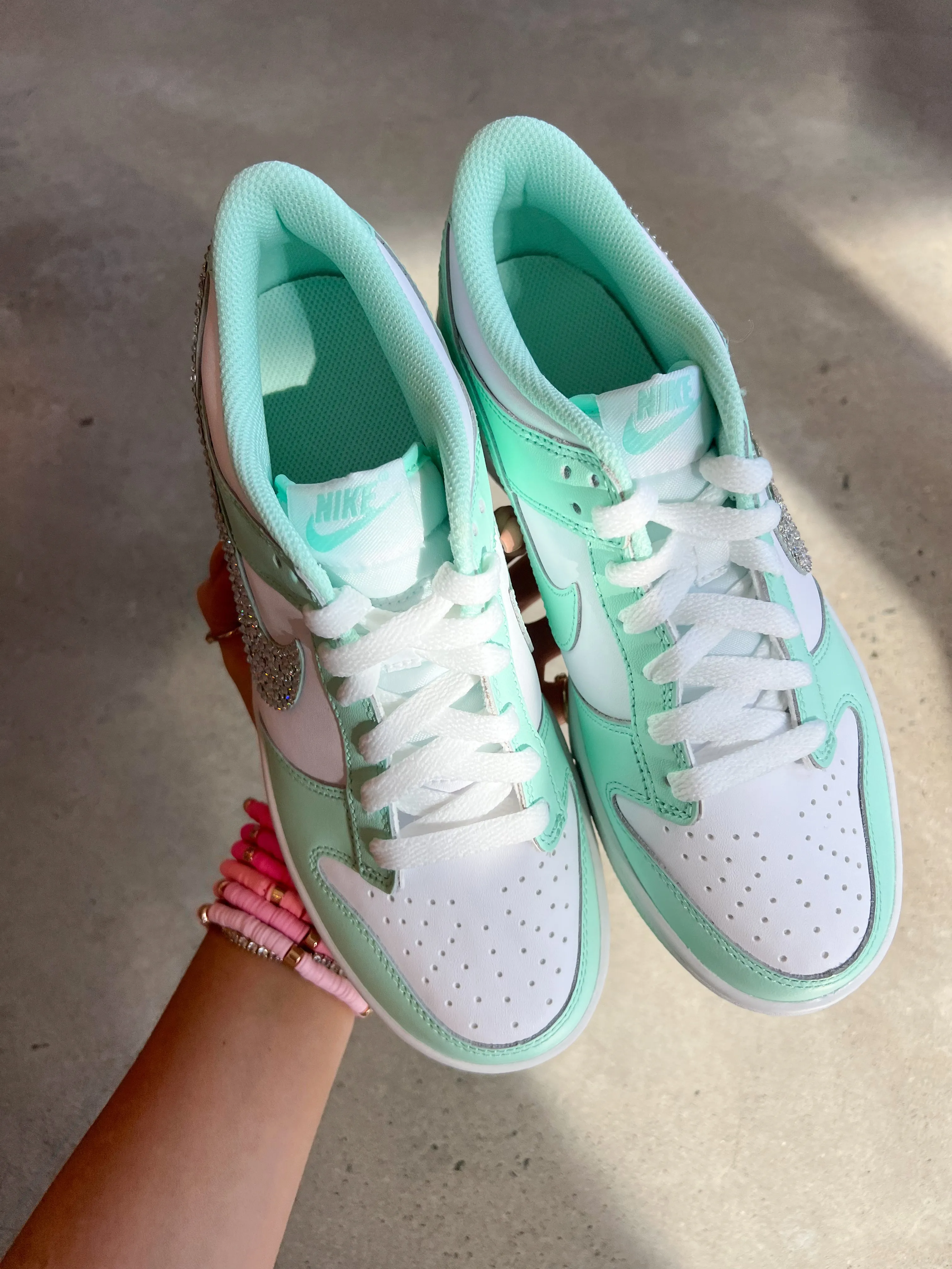 Mint Swarovski Womens Nike Dunk Shoes