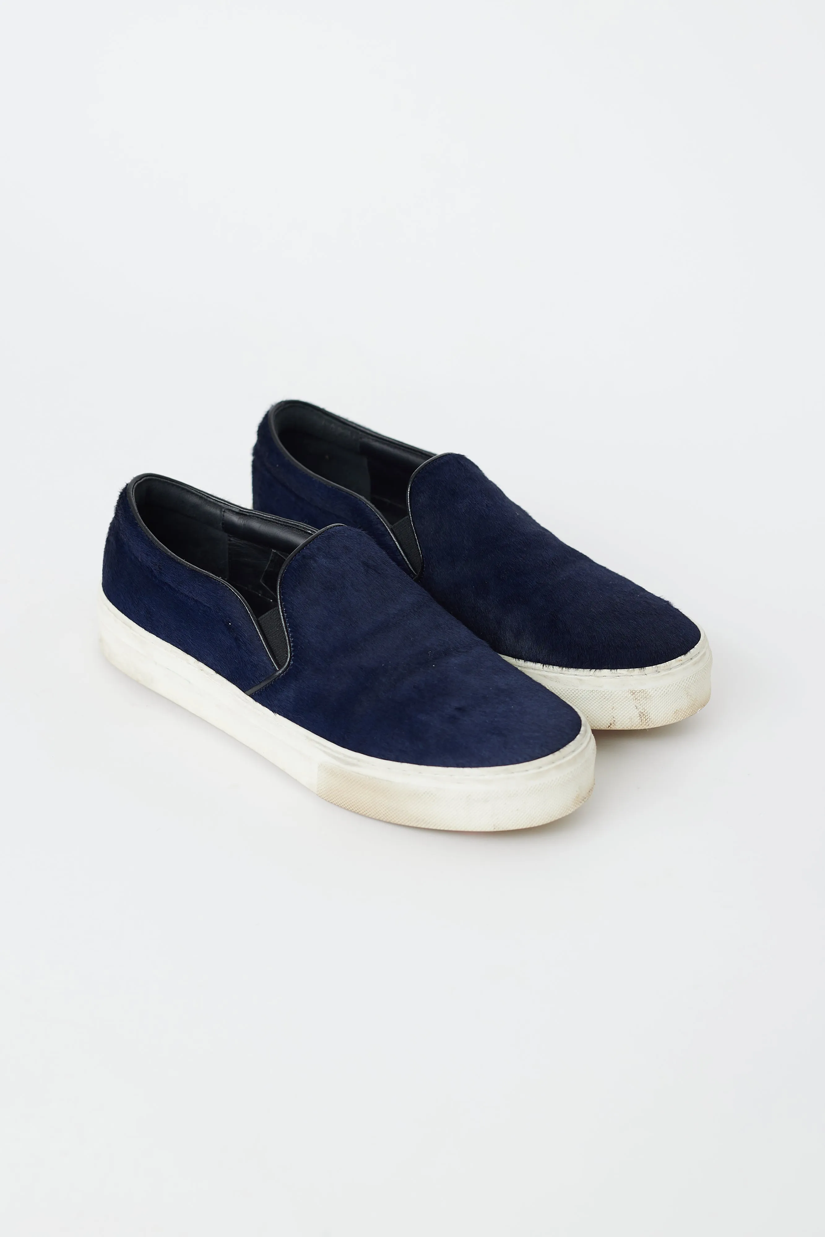 Navy Textured Hair Slip On Sneaker