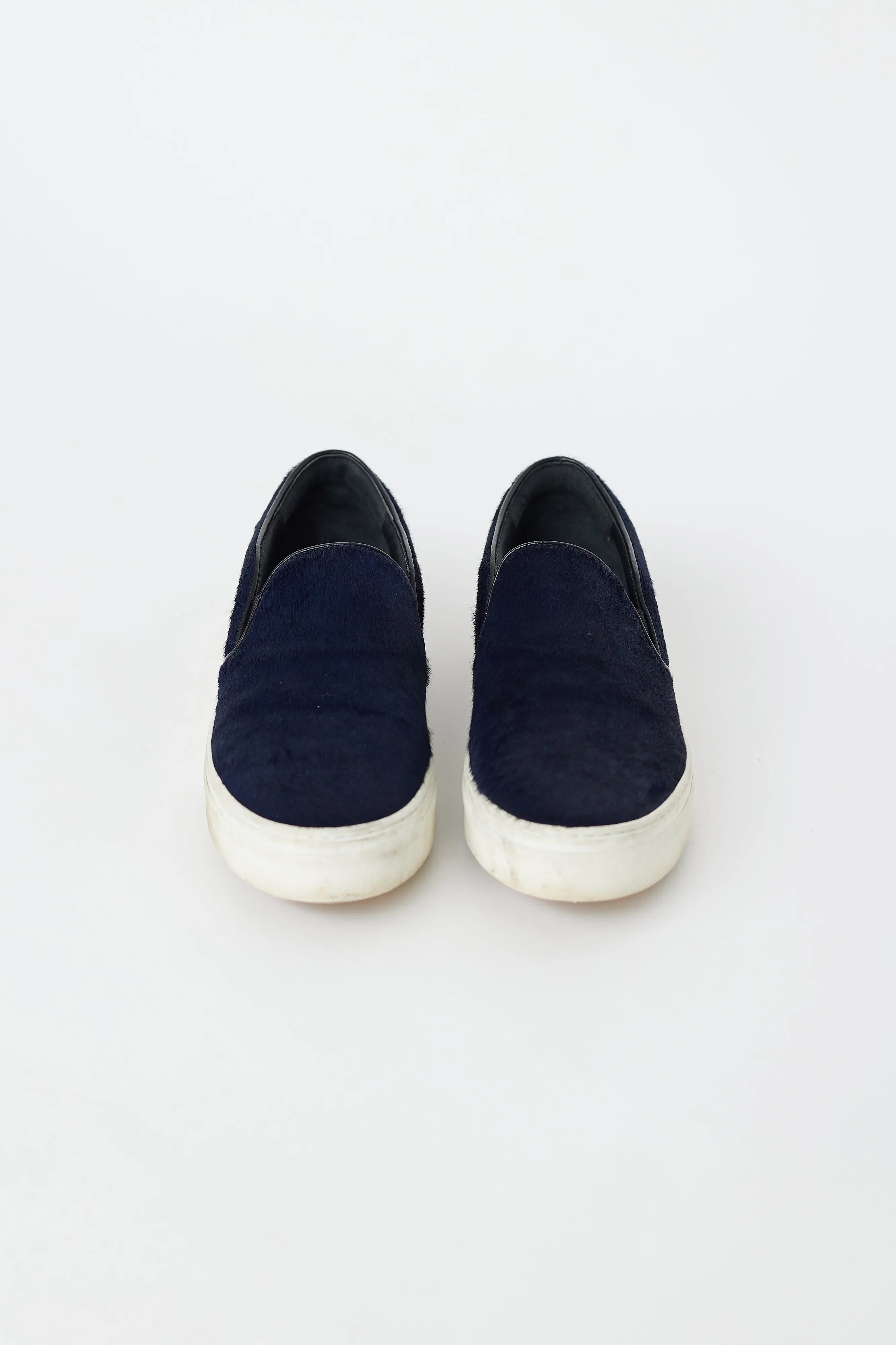 Navy Textured Hair Slip On Sneaker