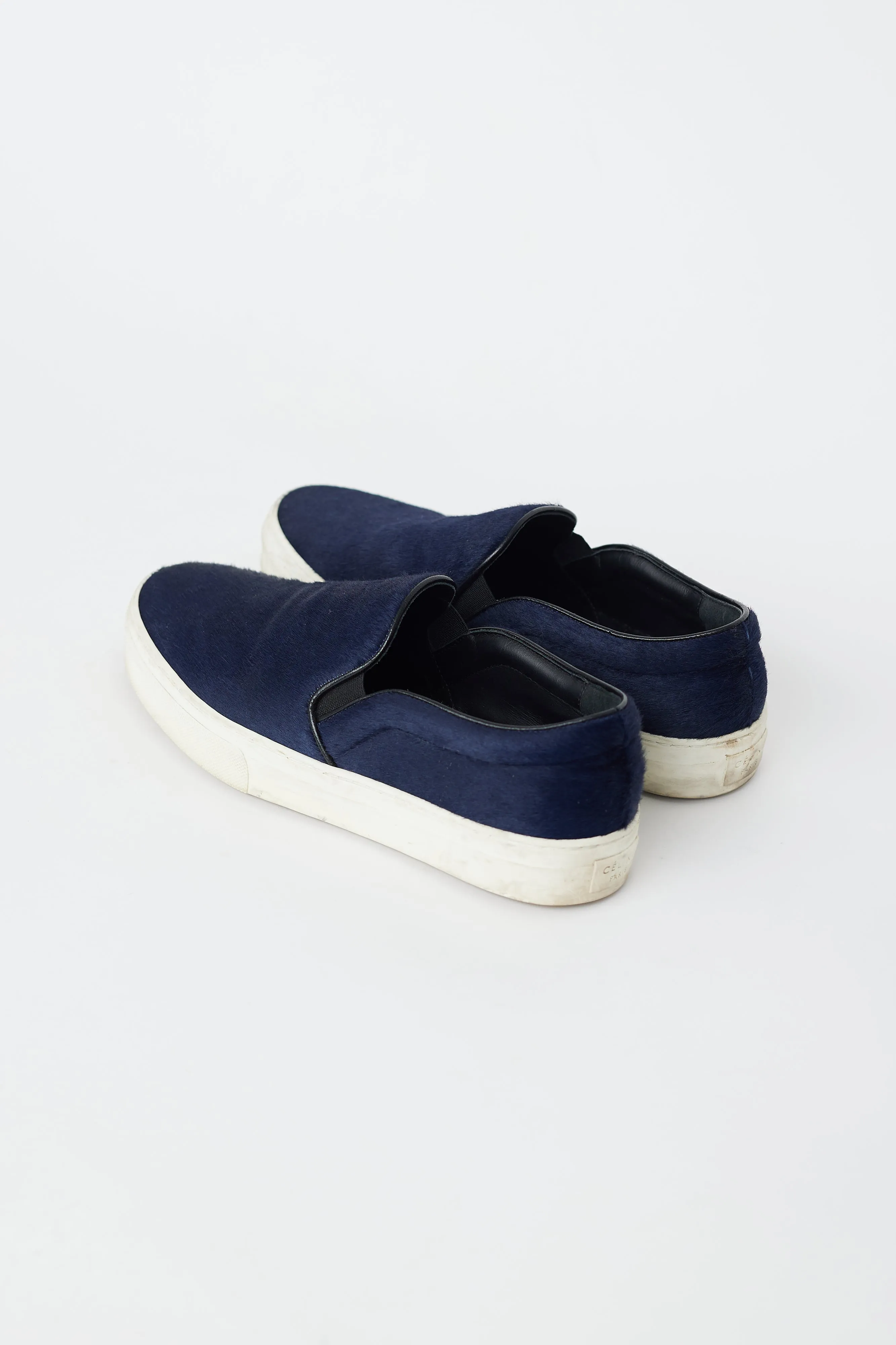 Navy Textured Hair Slip On Sneaker