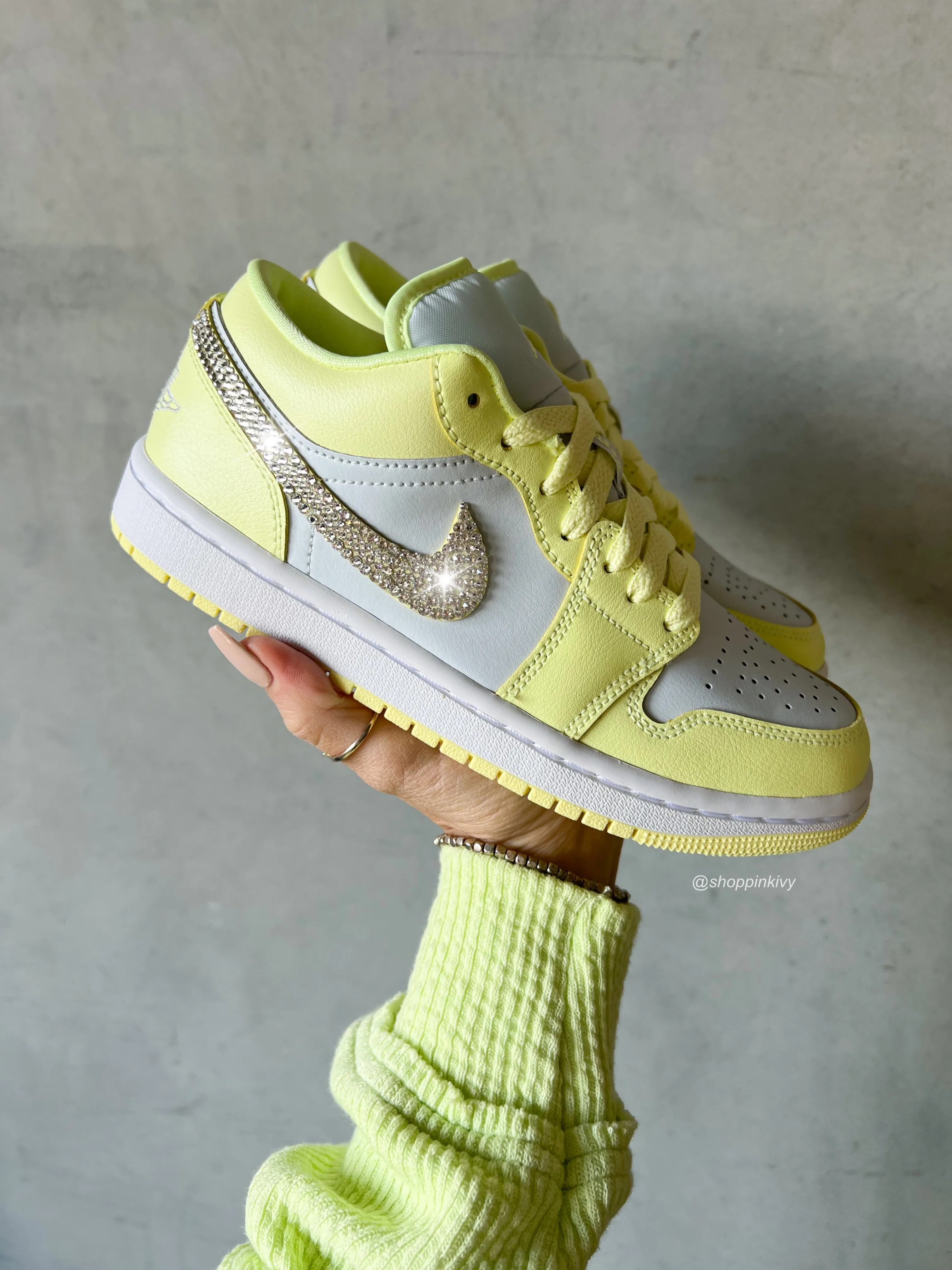 Neon Swarovski Women’s Air Jordan Retro 1 Low Shoes