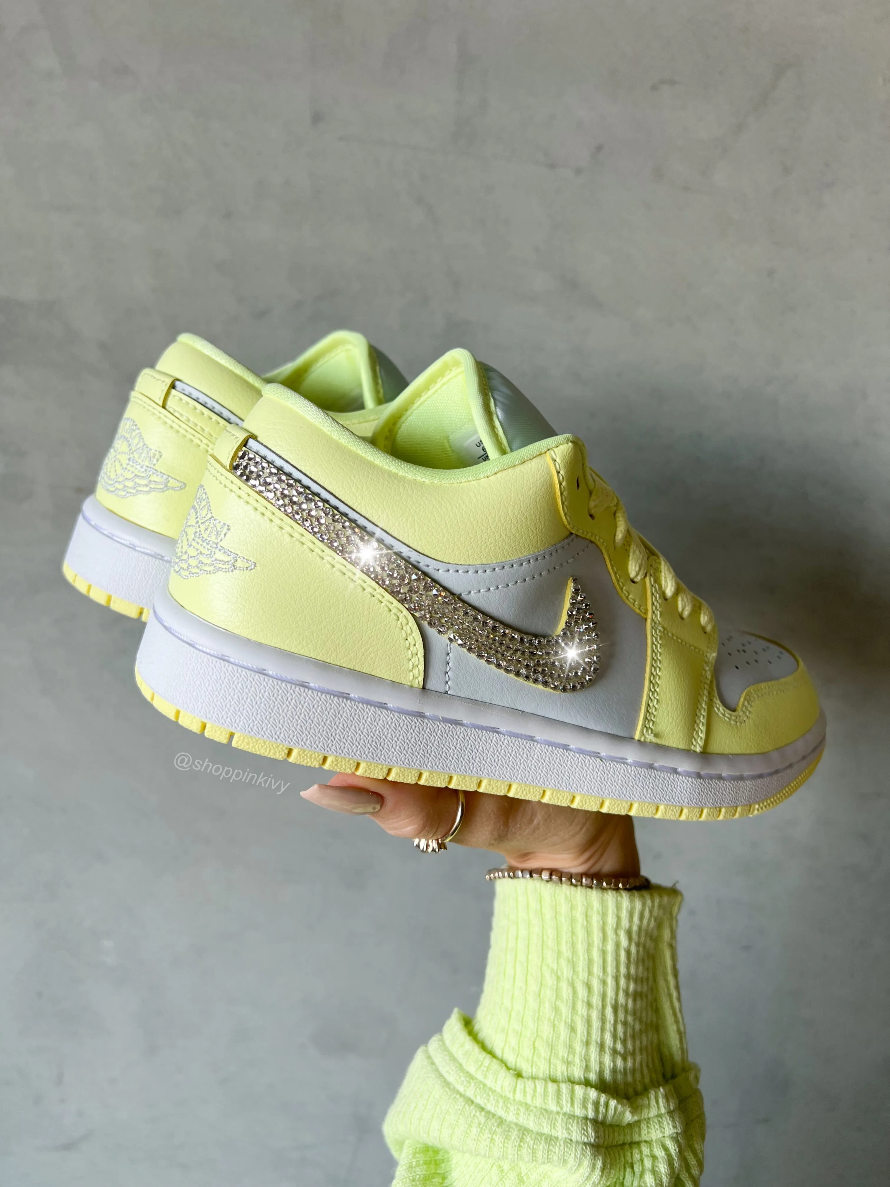 Neon Swarovski Women’s Air Jordan Retro 1 Low Shoes