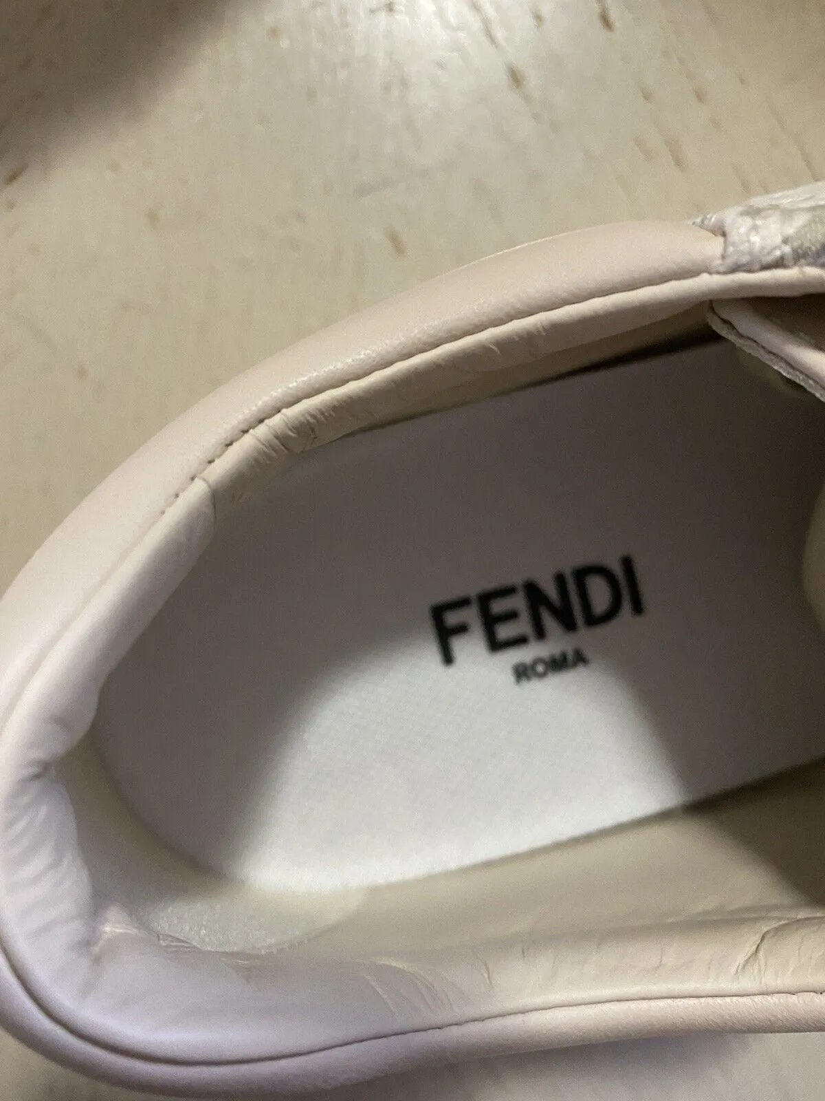 NIB $770 Fendi Women’s Canvas/Leather Logo Sneakers Shoes Camelia 10.5/40.5 Eu