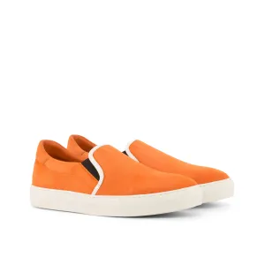 Orange Suede Slip-On Sneakers