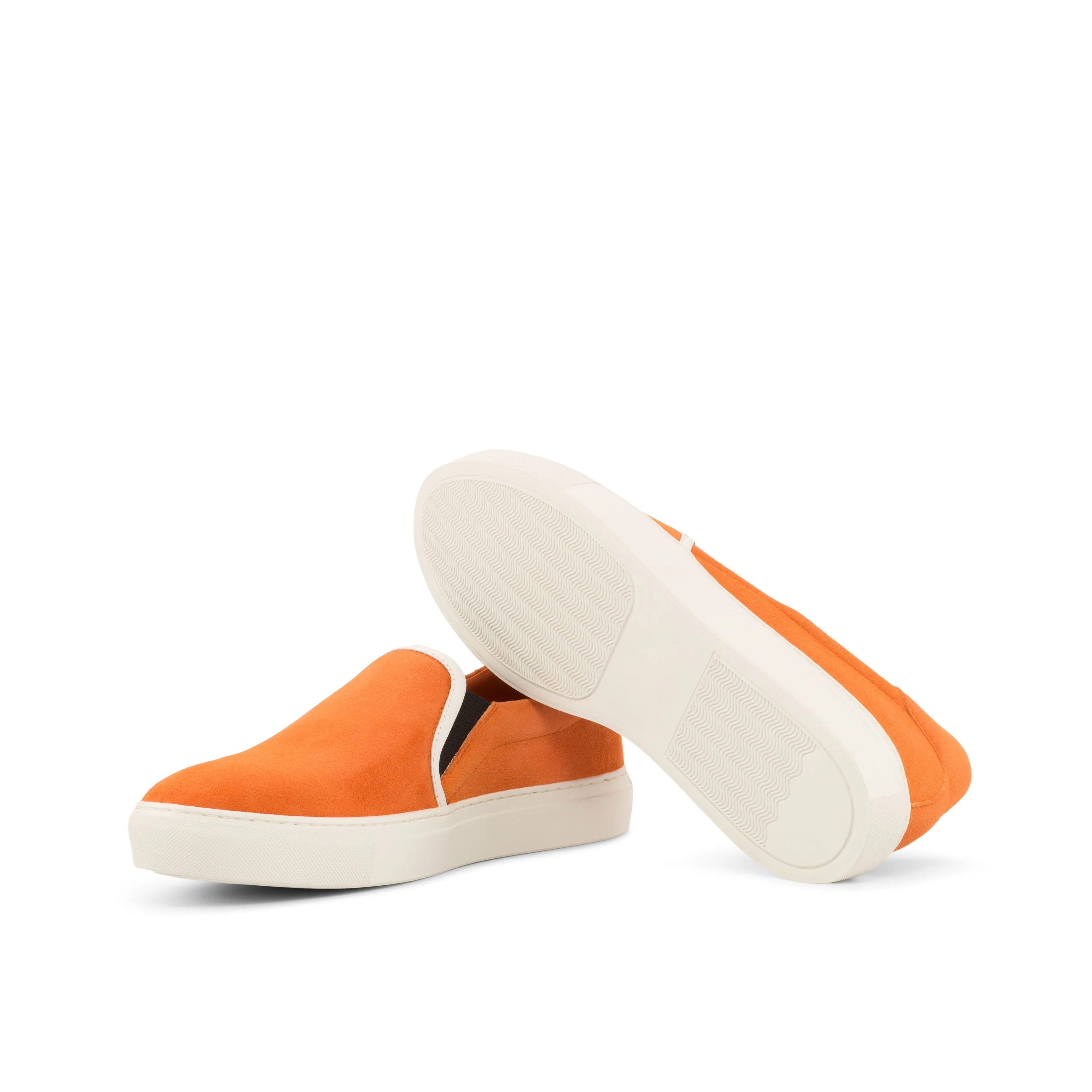 Orange Suede Slip-On Sneakers