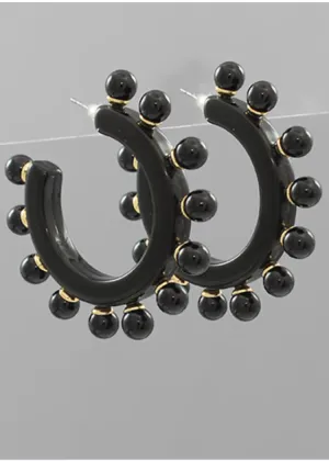 Paloma Ball Detail Hoops - Black