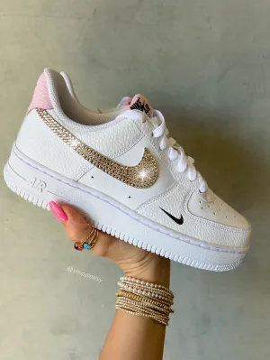 Pink Champagne Swarovski Womens Nike Air Force One