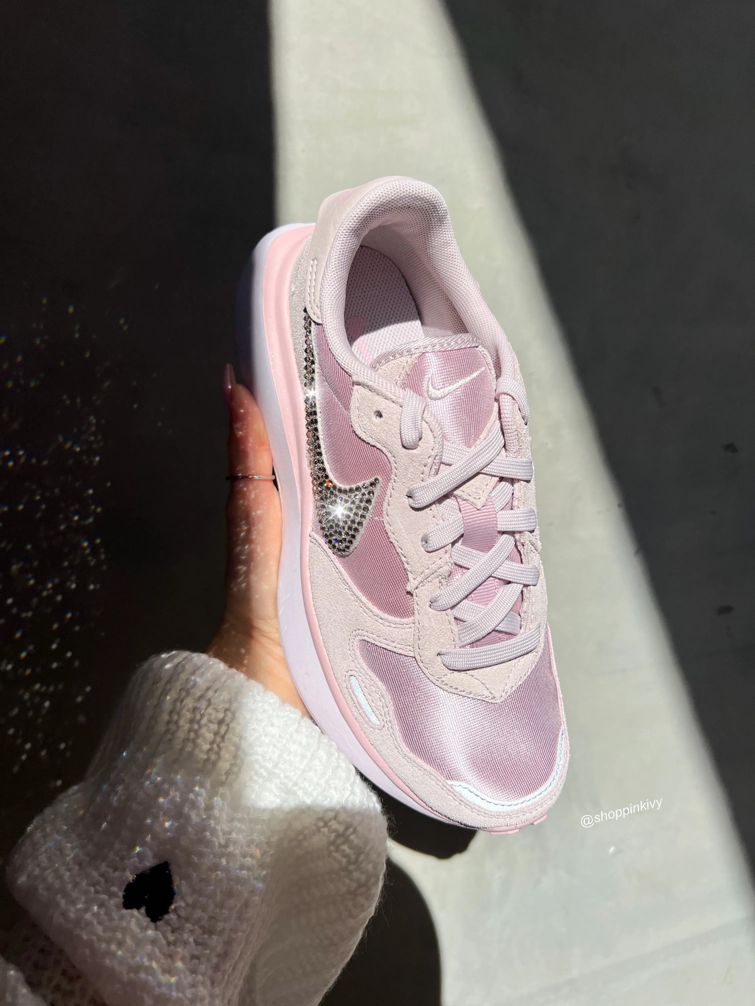 Pink Satin Swarovski Womens Nike Shoes