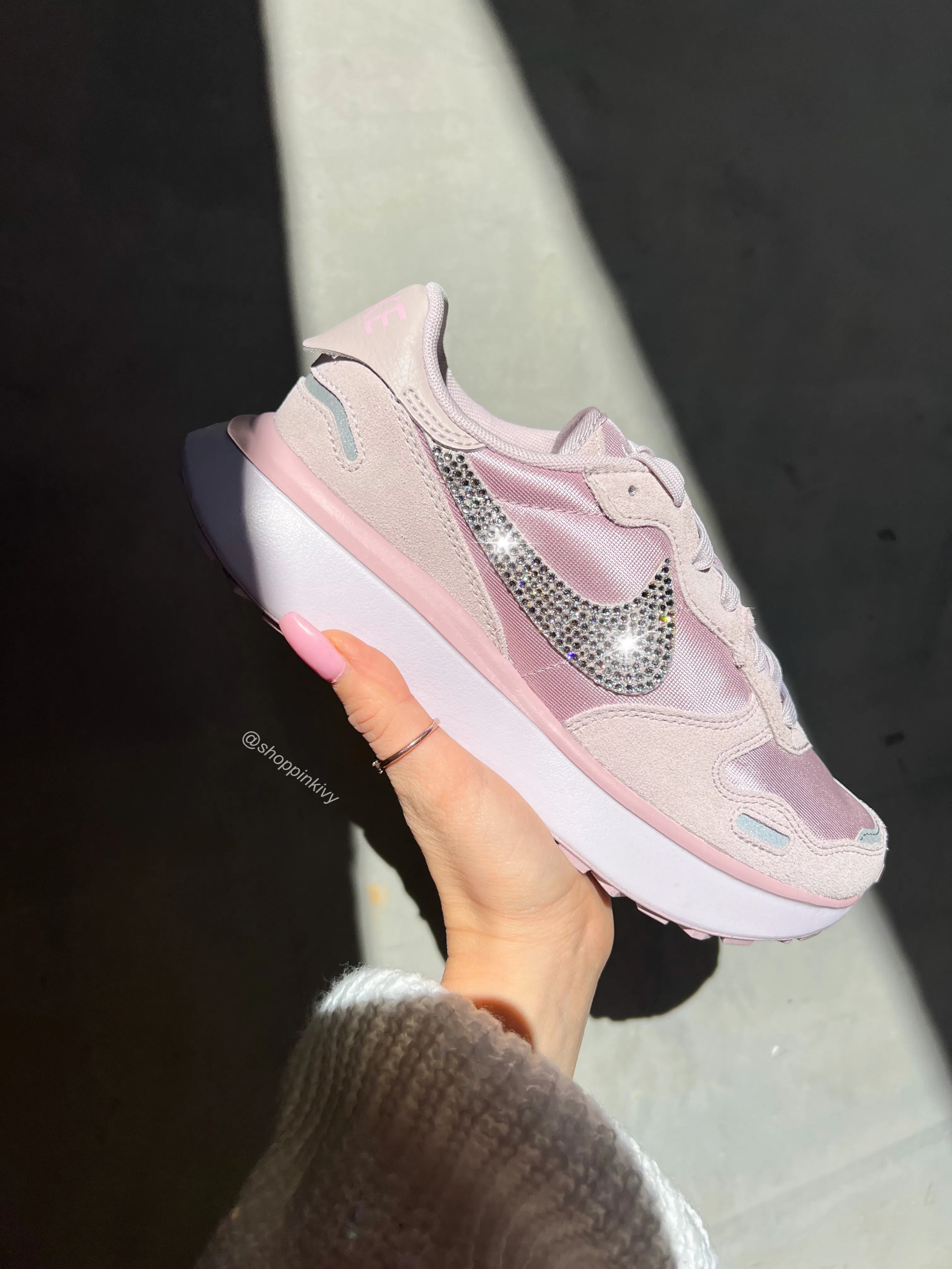 Pink Satin Swarovski Womens Nike Shoes