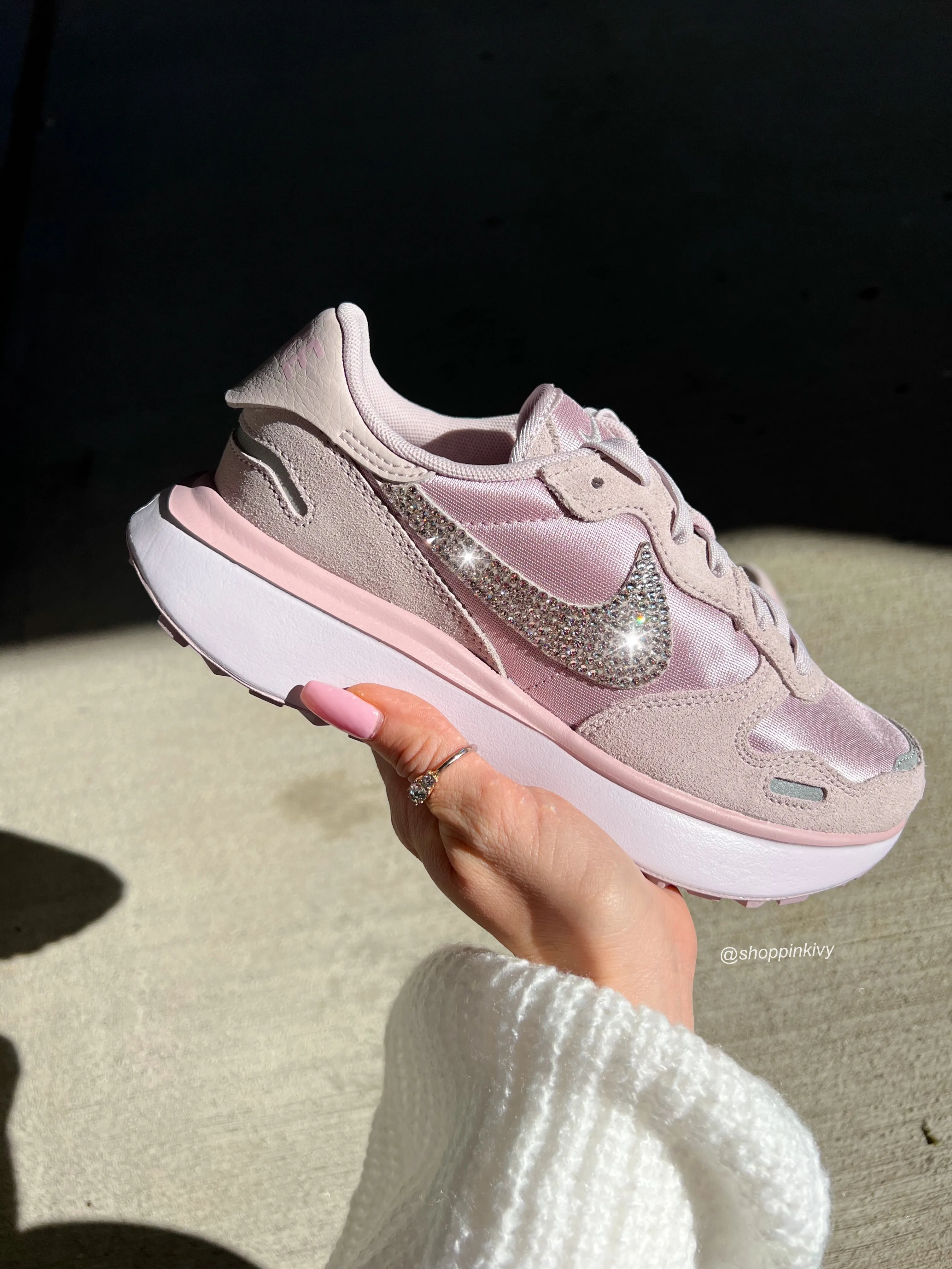 Pink Satin Swarovski Womens Nike Shoes