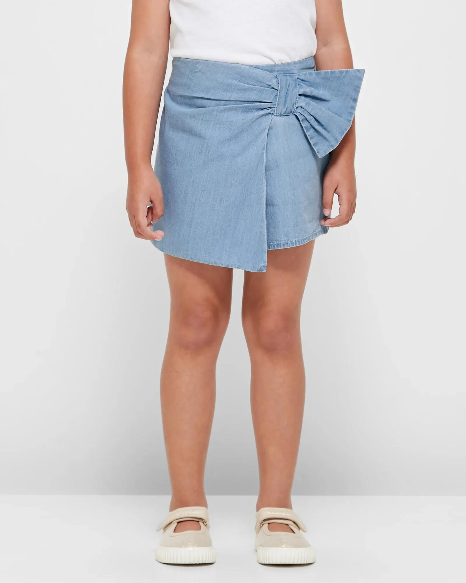 popular  Chambray Bow Front Skort