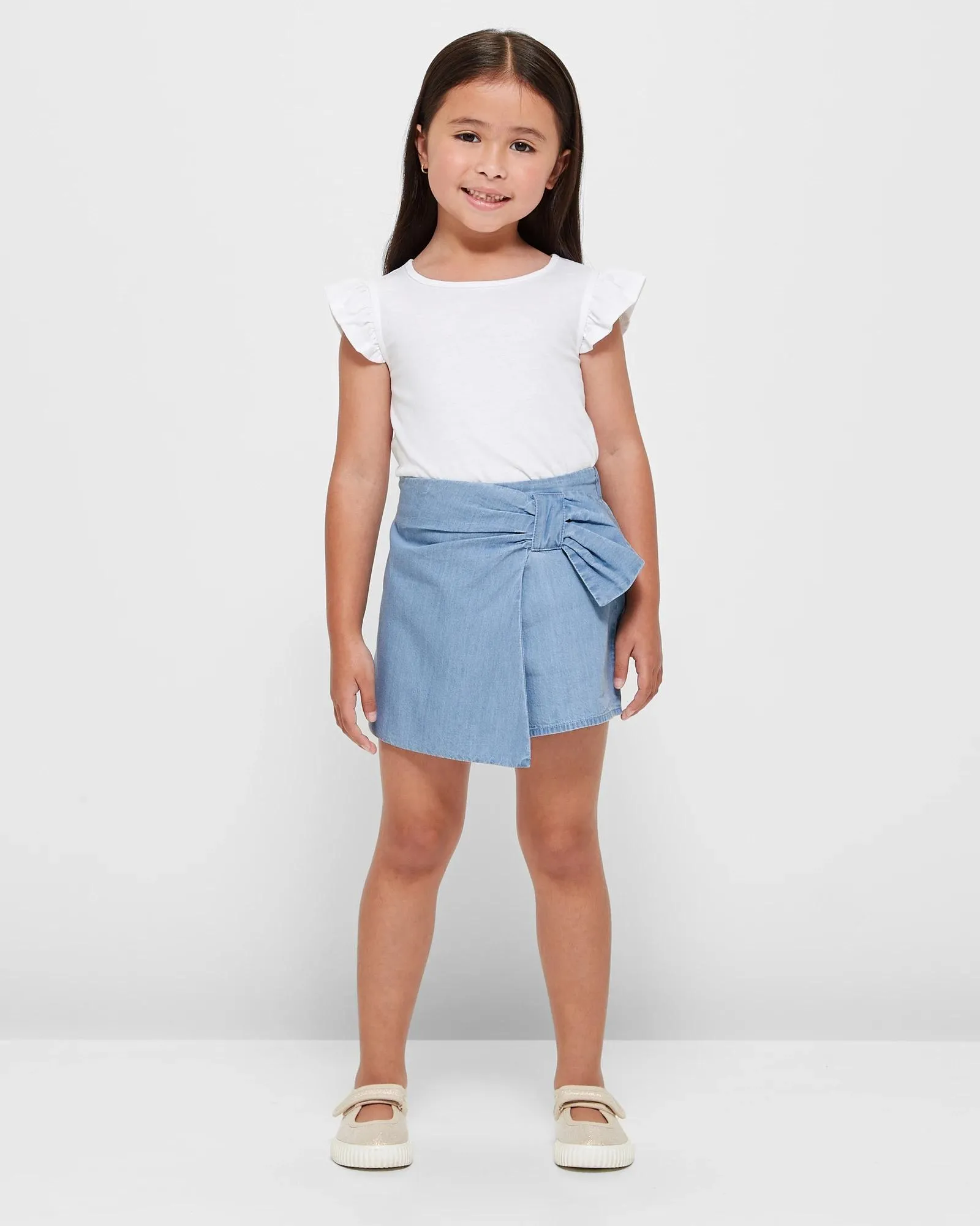 popular  Chambray Bow Front Skort