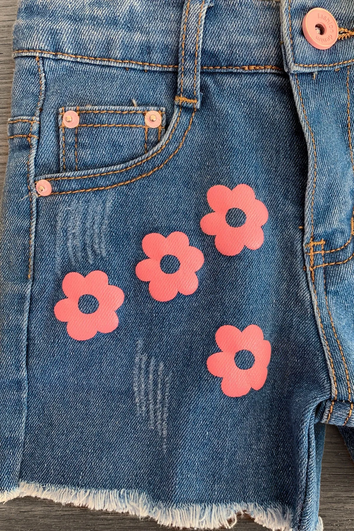 "Always Be Kind" Flower Denim Short Set